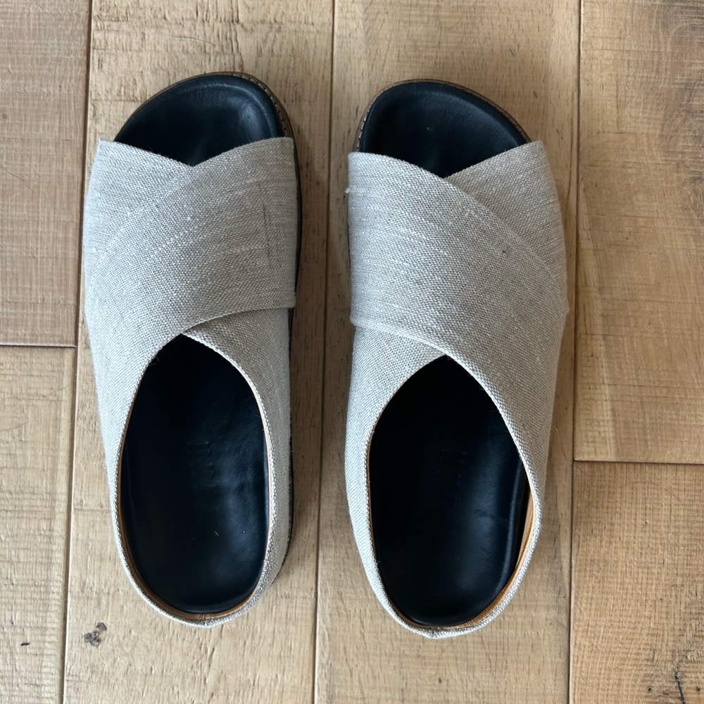 GANNI Grey fabric slides, size 38